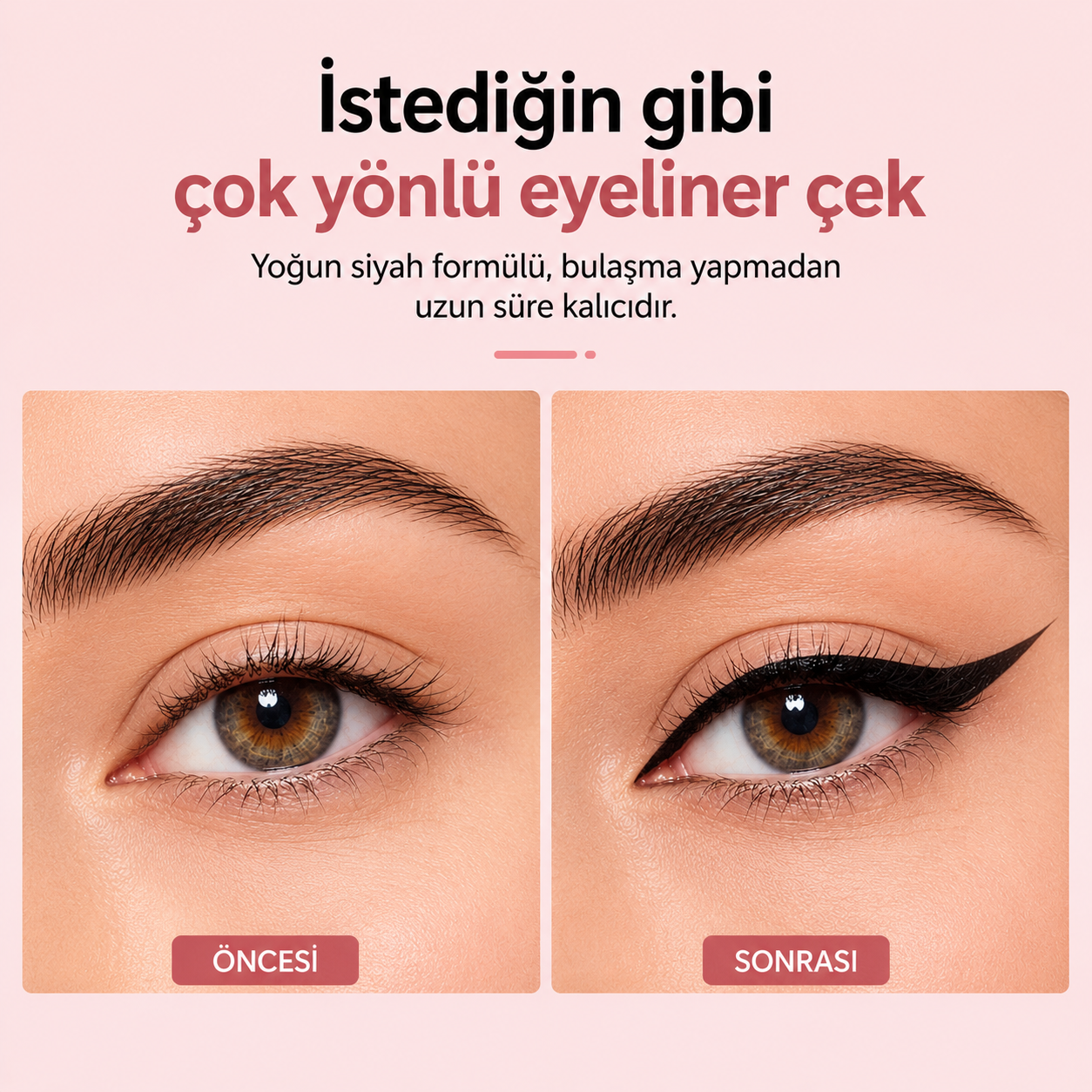 Virelya 2'si 1 Arada Suya Dayanıklı Eyeliner Damga Kalemi